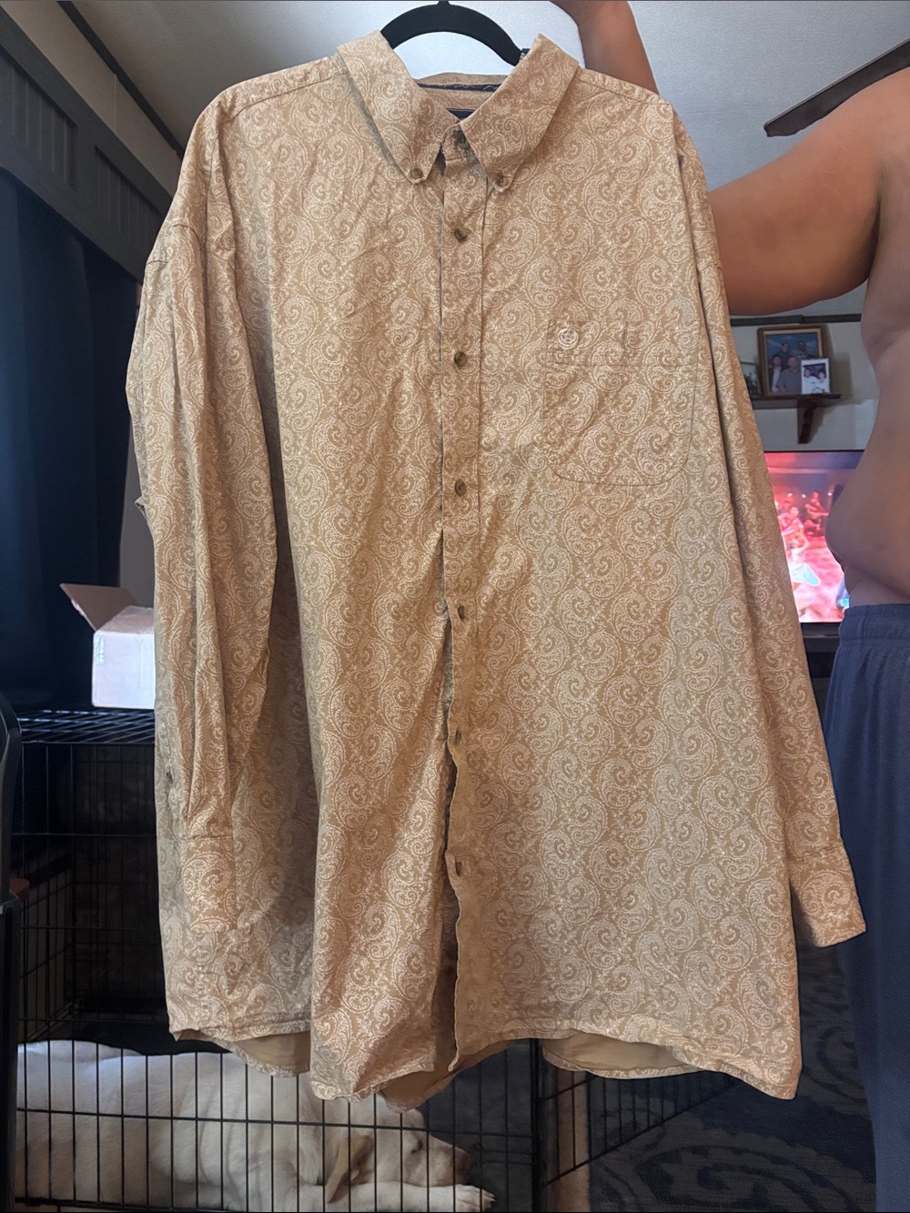 Wrangler Beige Paisley Button-Down Shirt George Strait.